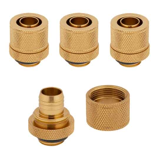 (image for) Corsair Hydro X XF Gold Brass 10/13mm G1/4\" Softline Compression Fittings - Four Pack